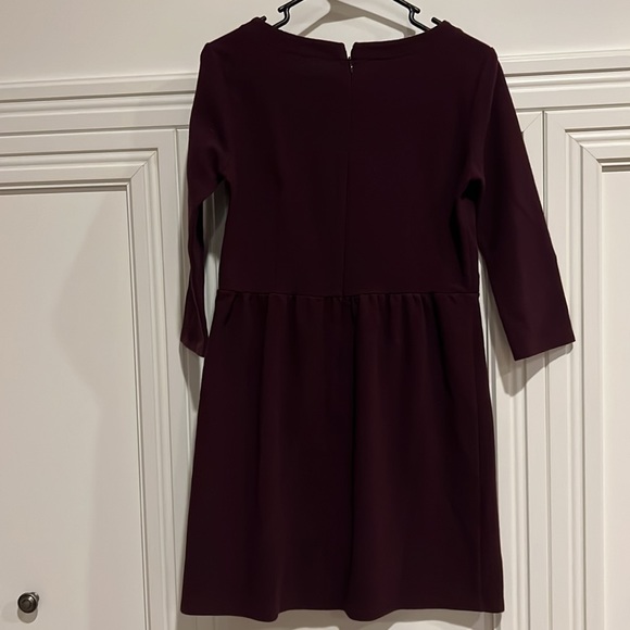 Loft Ribbed Maroon 3/4 length sleeve mini dress Sz 6P - Picture 2 of 5
